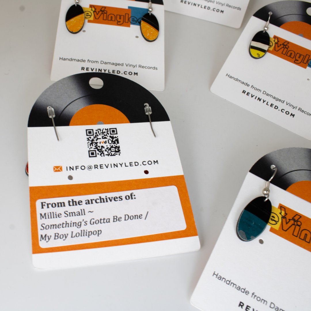 IMG 8833 One-Off Vinyl Record Dangle Earrings – 5 Pair (XSB) | Mono Press - Image 2