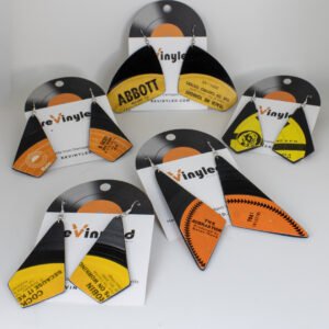 One Off Vinyl Record Earrings 5 Pair LG Golden Press One Off Vinyl Record Earrings 5 Pair LG Golden Press