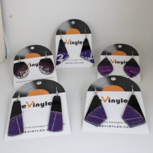 One Off Vinyl Record Earrings 5 Pair SM Deep Purple One Off Vinyl Record Earrings 5 Pair SM Deep Purple