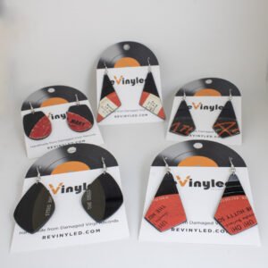 One Off Vinyl Record Earrings 5 Pair SM Red and Black