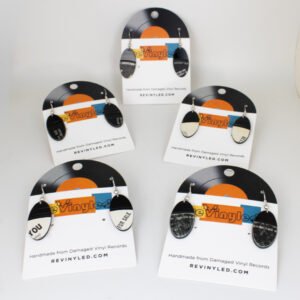 One Off Vinyl Record Earrings 5 Pair XS Vintage Press One Off Vinyl Record Earrings 5 Pair XS Vintage Press