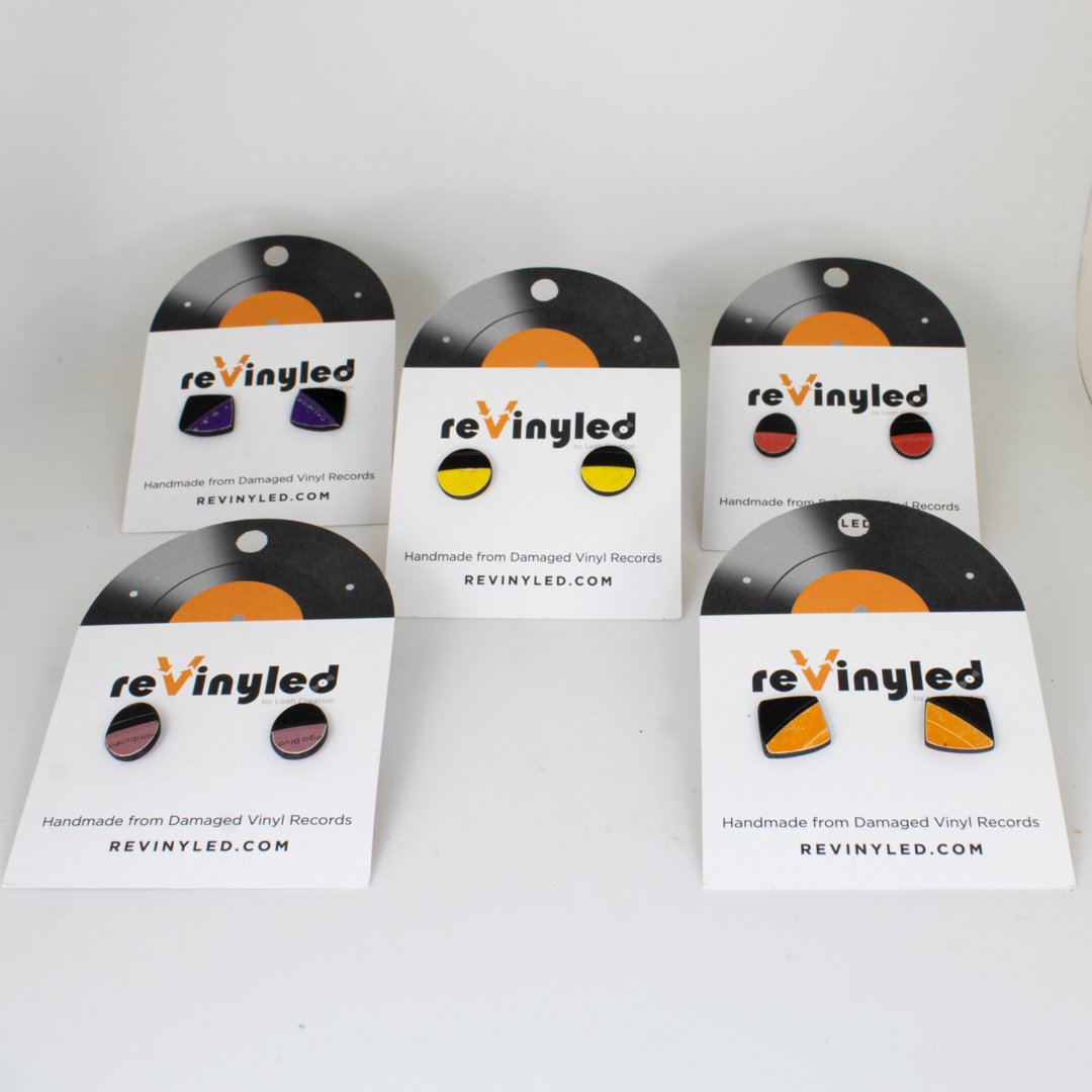 One Off Vinyl Record Stud Earrings 5 Pair Mini Fun Pop One-Off Vinyl Record Mini Stud Earrings – 5 Pair (Mini) | Fun Pop