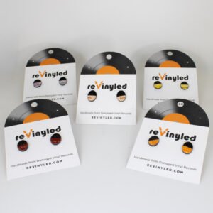 One Off Vinyl Record Stud Earrings 5 Pair Mini Sepia One Off Vinyl Record Stud Earrings 5 Pair Mini Sepia