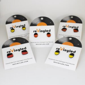 One Off Vinyl Record Stud Earrings 5 Pair Mini Warm One Off Vinyl Record Stud Earrings 5 Pair Mini Warm