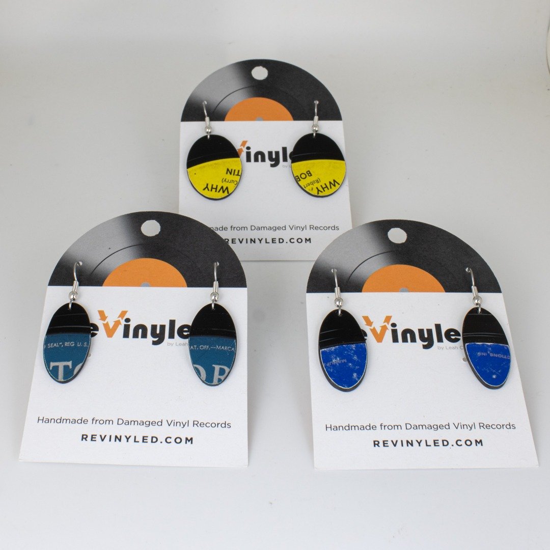 rvd whl bndl xs day 3 One-Off Vinyl Record Dangle Earrings – 3 Pair (XSB) | Sunshine Neutrals
