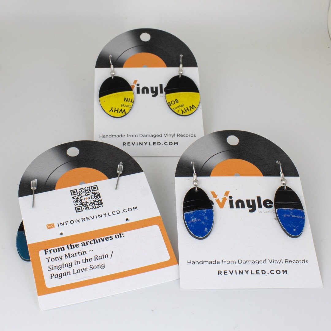 rvd whl bndl xs day.back 3 One-Off Vinyl Record Dangle Earrings – 3 Pair (XSB) | Sunshine Neutrals - Image 2