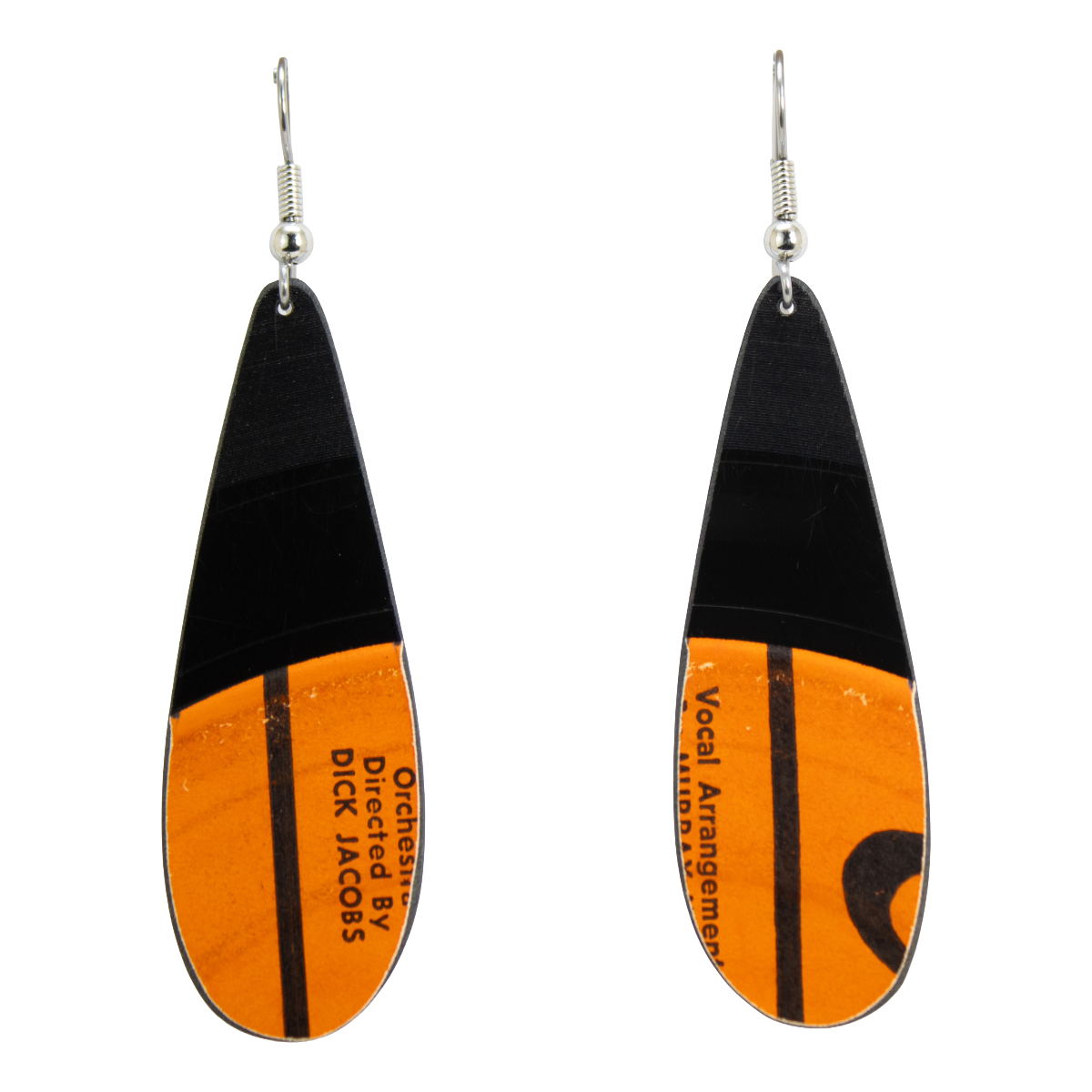 Orange earrings handcrafted from the Coral record