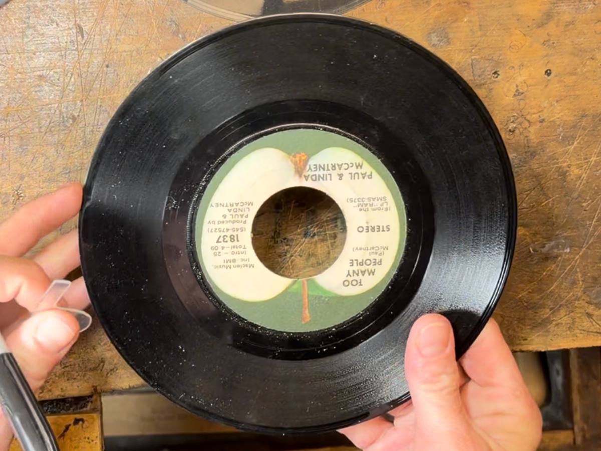 A rescued vinyl record selected for the reVinyled process